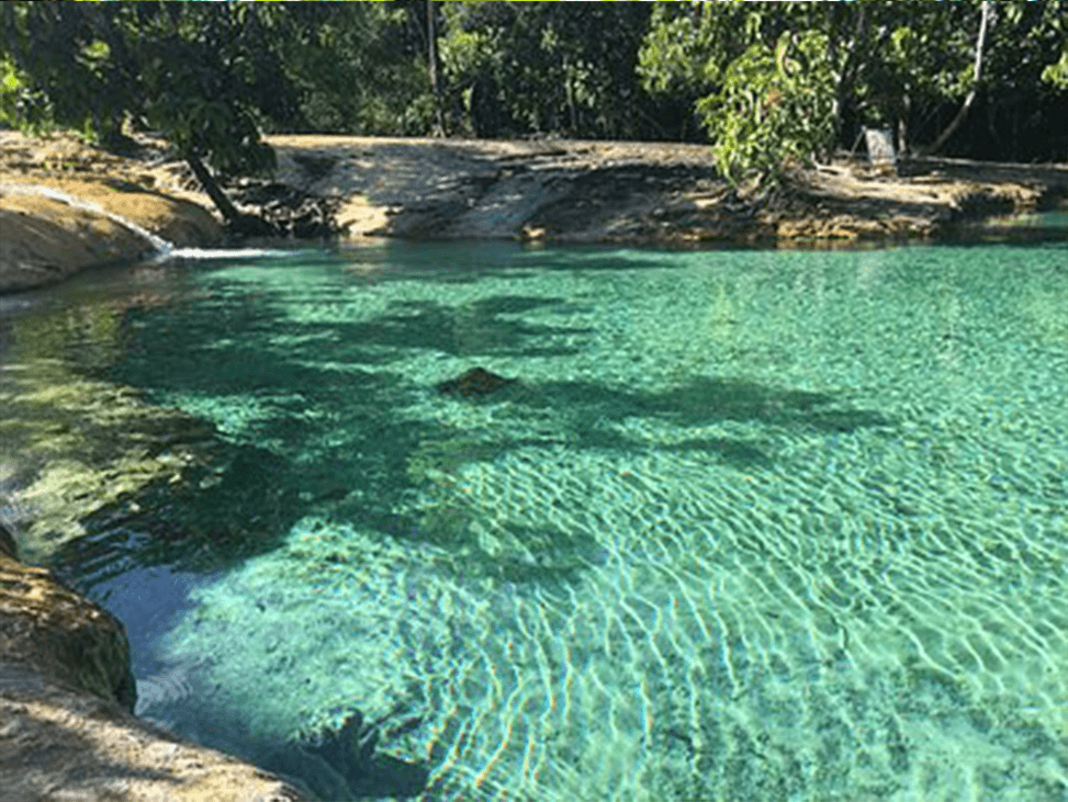 Crystal clear emerald pool in the jungle
