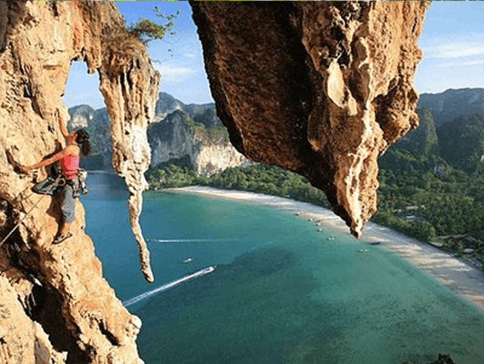Rock climbing on Krabi's famous limestone cliffs